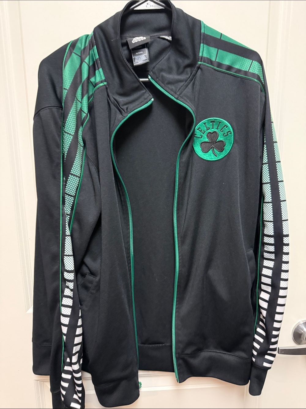 adidas Black and Green Celtics Performance Track Jacket - Picture 3 of 5